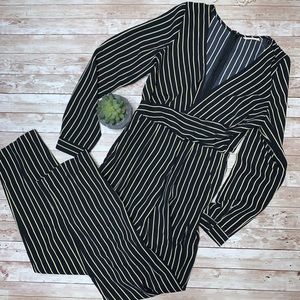 a+e Art + Ephect Black Striped Jumpsuit Size Med